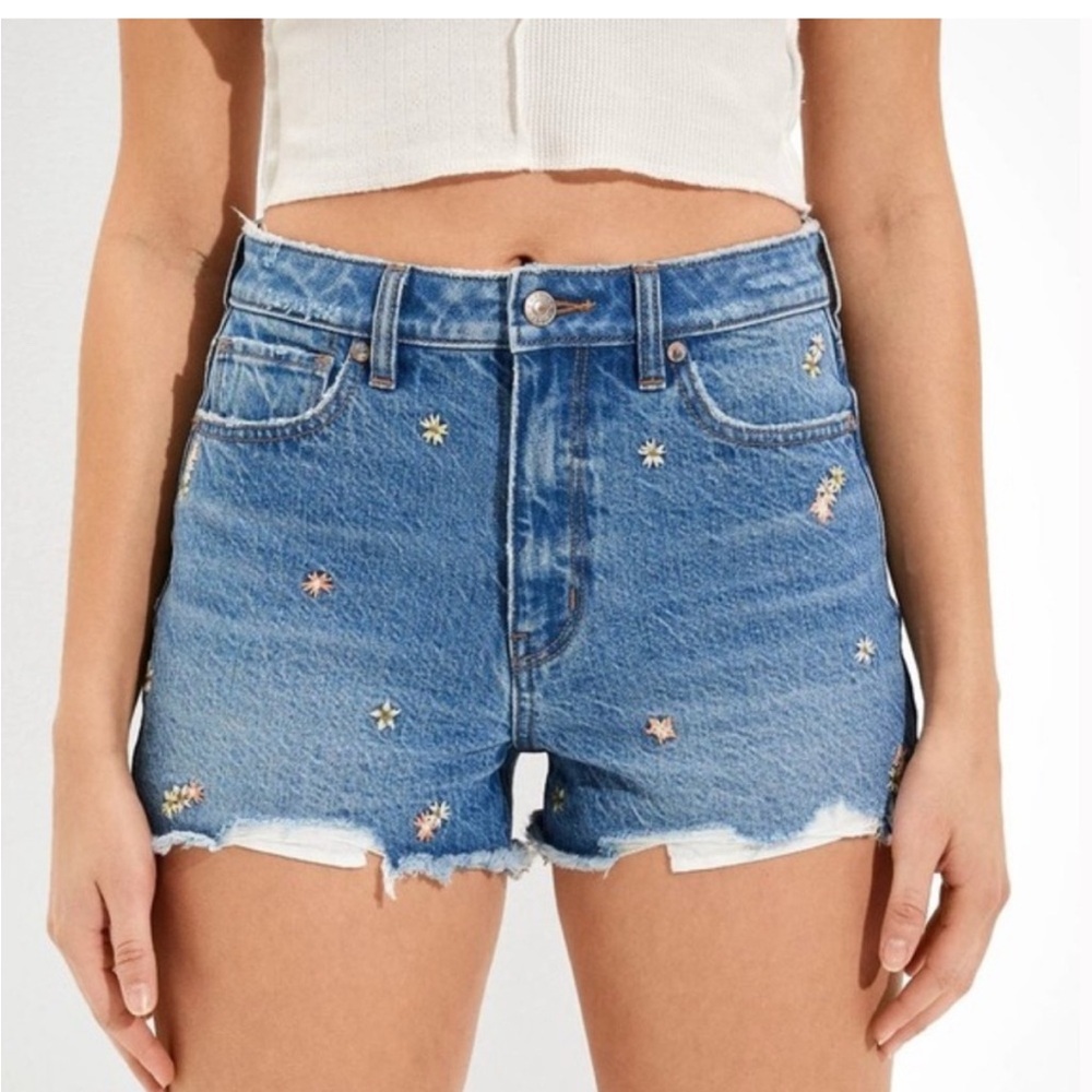 American Eagle Embroidered Floral Denim Short